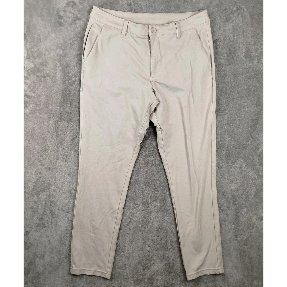 INTO THE AM Slim Fit All Day Stretch Beige Pants Mens 34x30‎ Tapered Lightweight